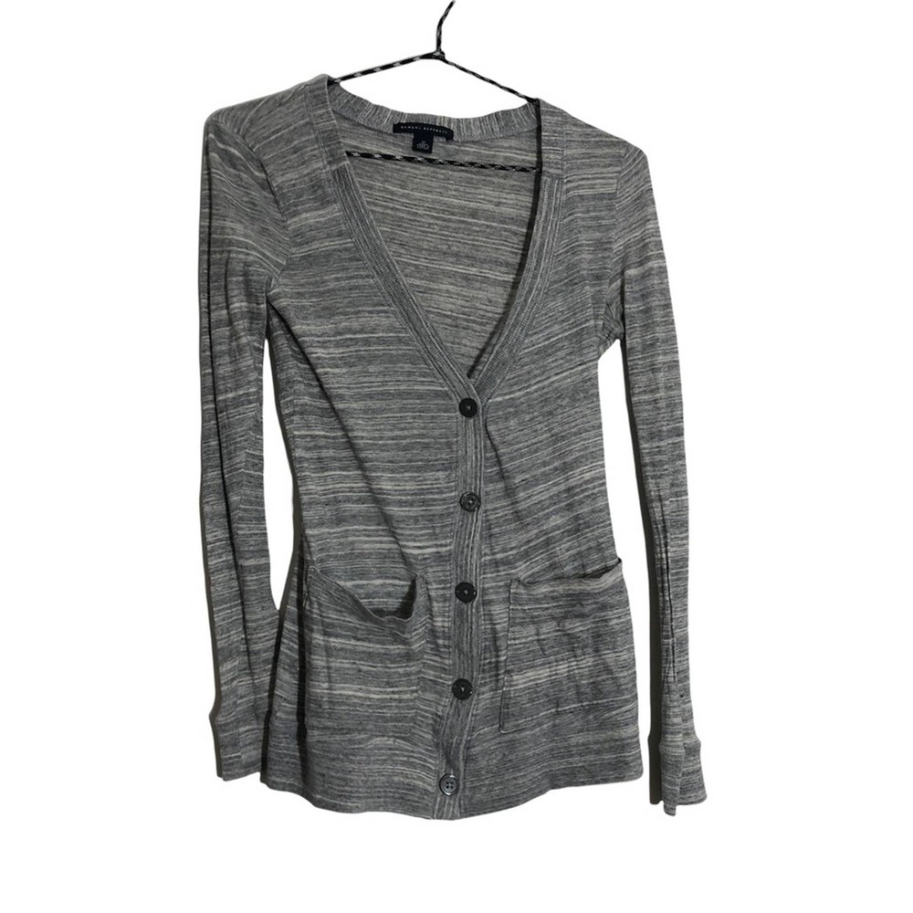 Banana Republic light heathered gray button up light weight cotton cardigan med